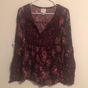 Floral long-sleeve top